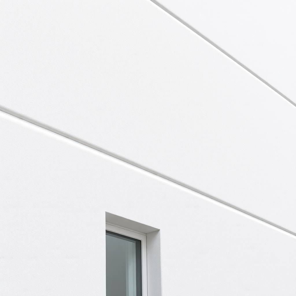 A clean photorealistic photo of a modern building facade with MantoClub EPS insulation