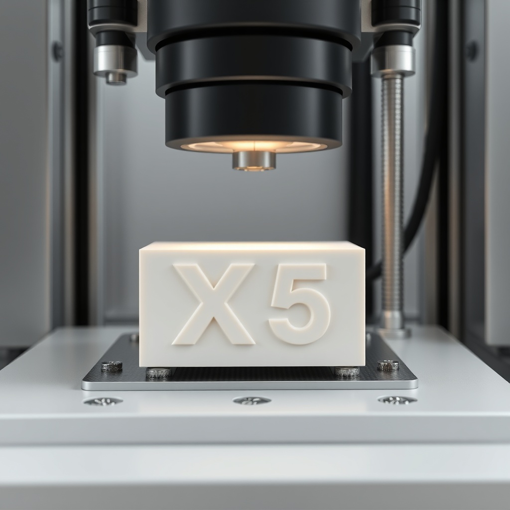 clean photorealistic photo of MantoClub EPS CTF X5 block under a mechanical press testing