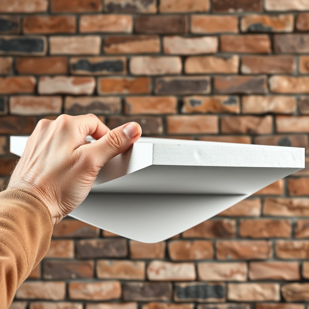 <clean photorealistic photo of a close-up of MantoClub EPS foam board being flexed slightl